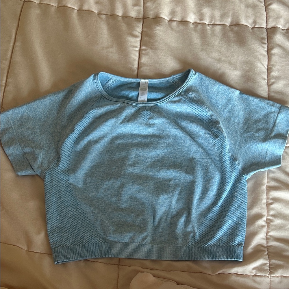 Light Blue athletic Short Sleeve workout Top